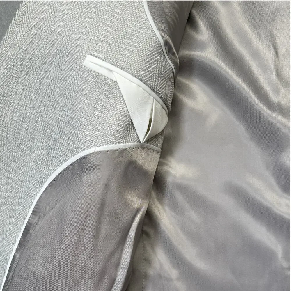 Michael Kors Men's Classic-Fit Herringbone Sport Coat Silver Grey 42R $375